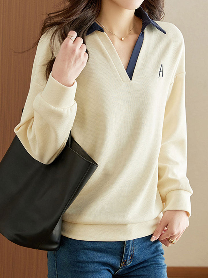 Alexa Casual V-neck Loose Sweatshirt Top