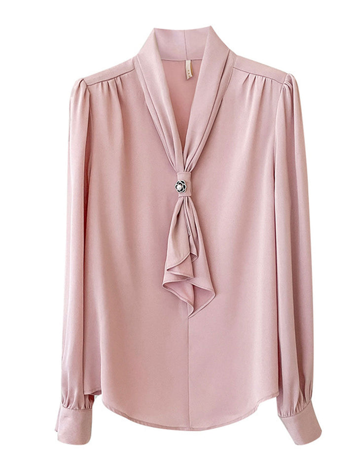 Gail Freda French Style Elegant Streamer Chiffon Shirt