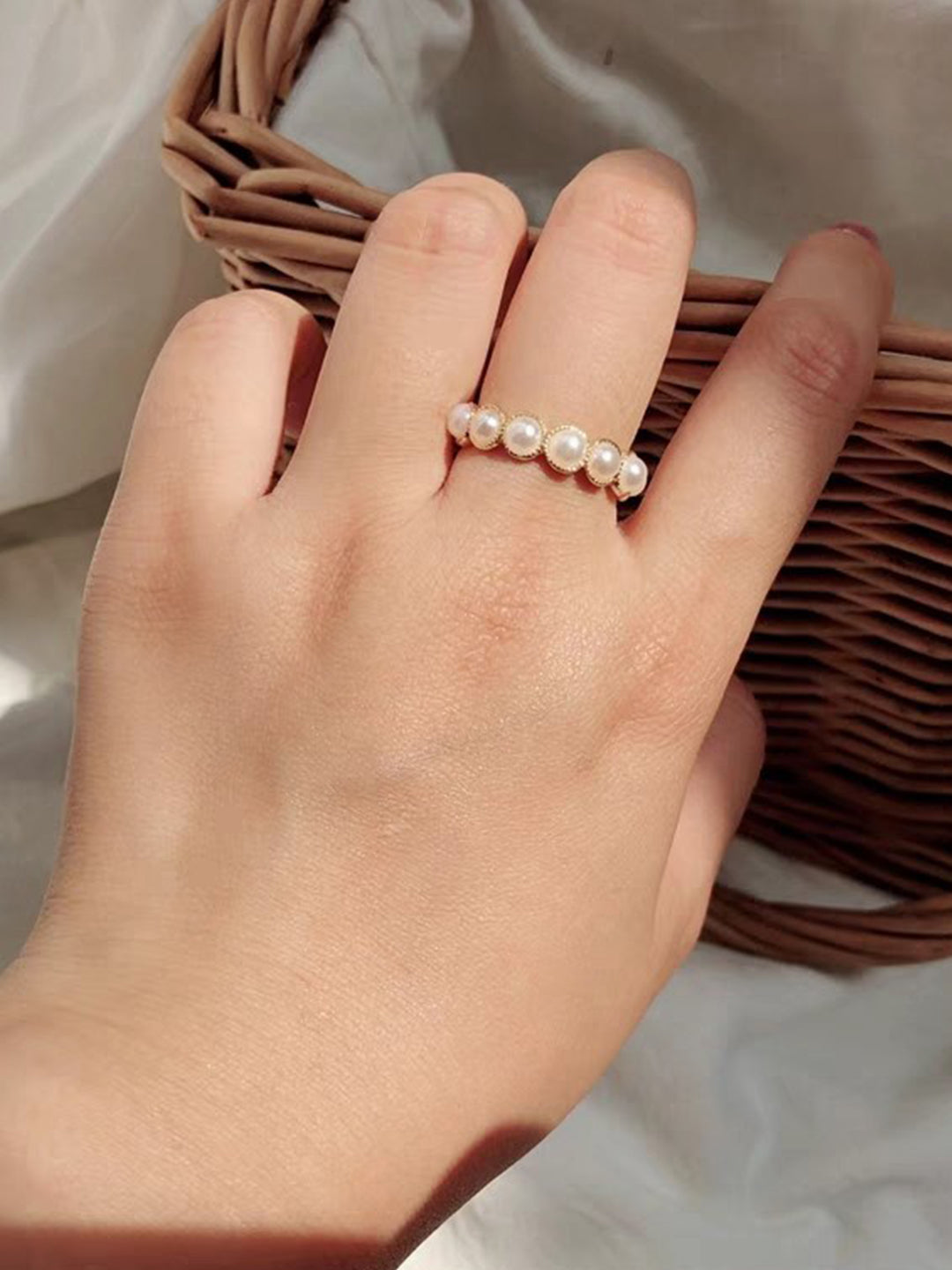 Half-Hoop Stacker Pearl Ring