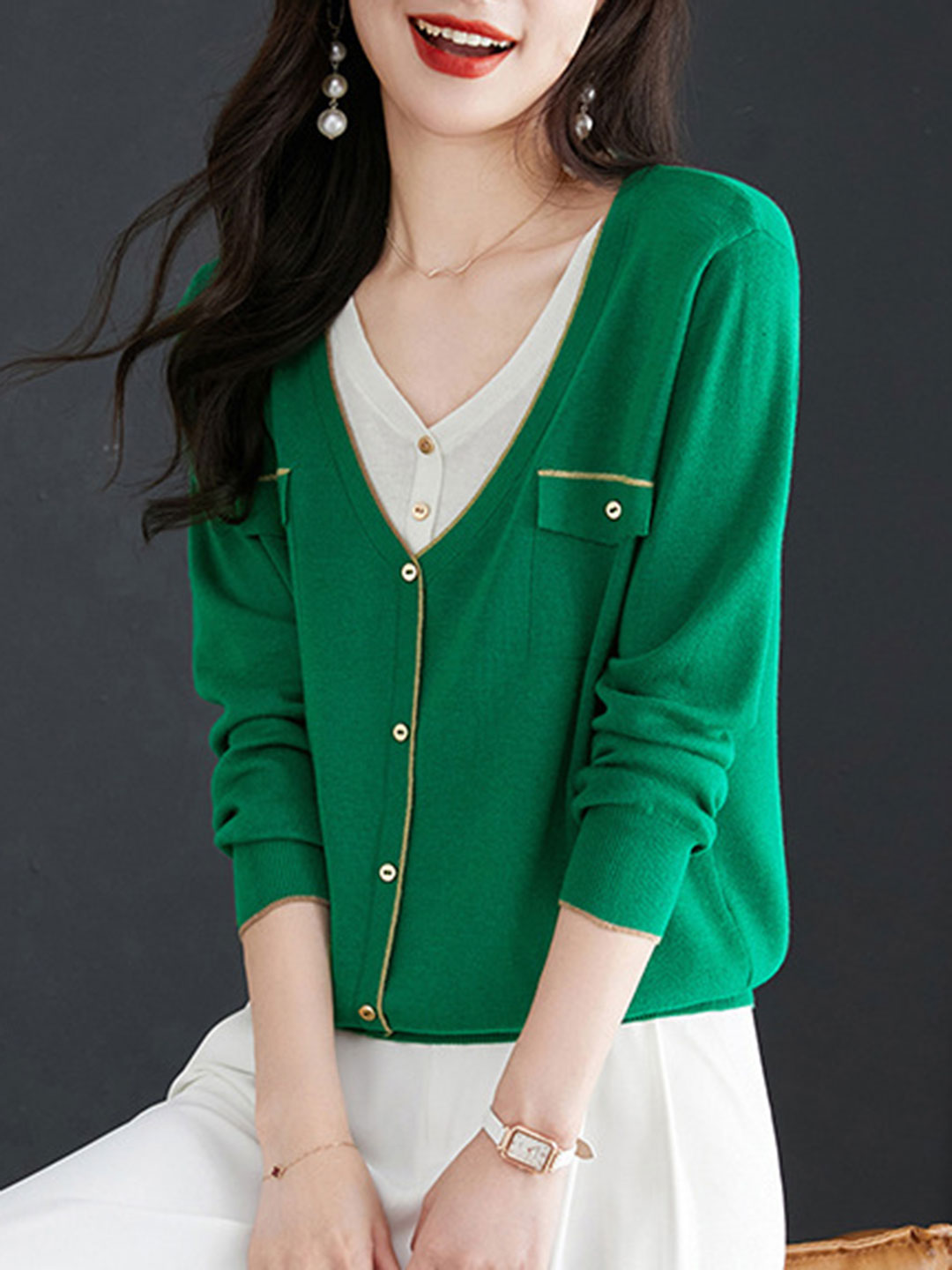 Dale French Style V-Neck Cardigan