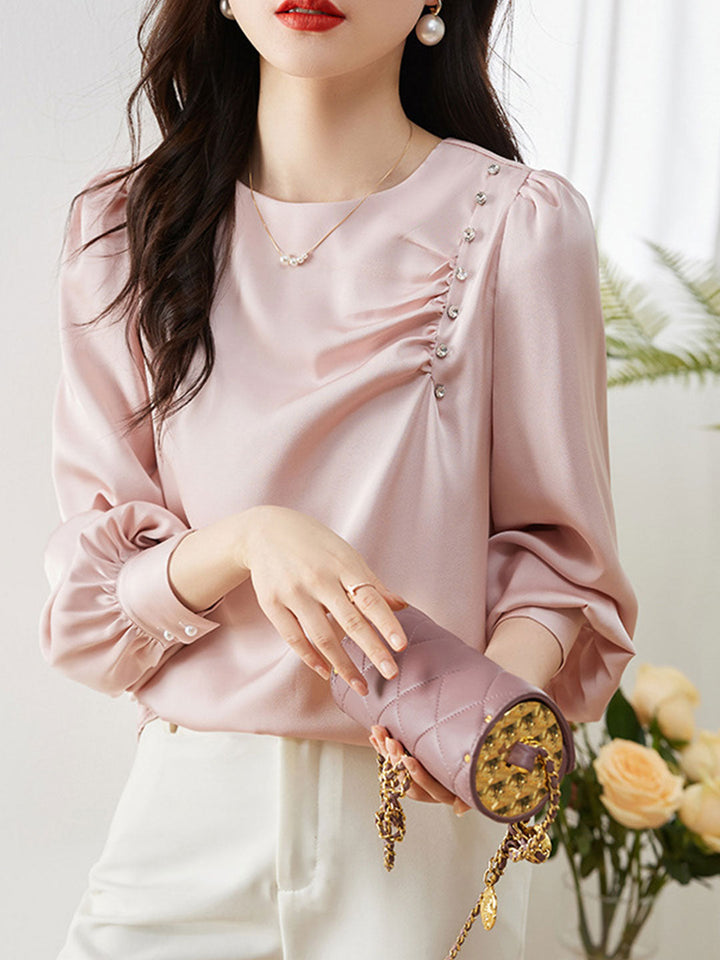 Mia Elegant Beaded Pleated Shirt