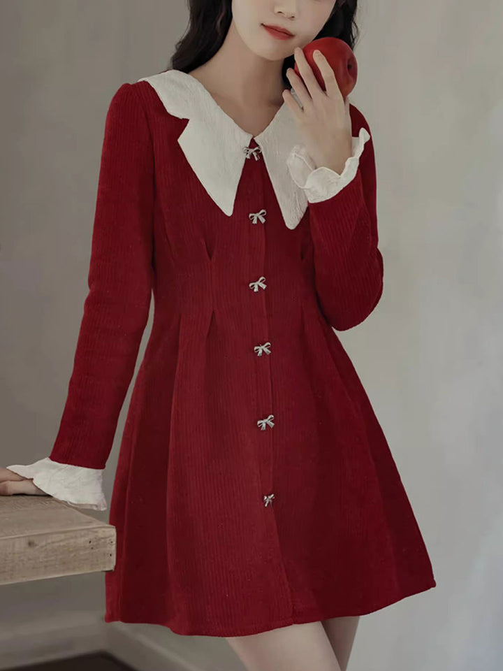 Sarah Classic Doll Collar Contrasting Color Dress