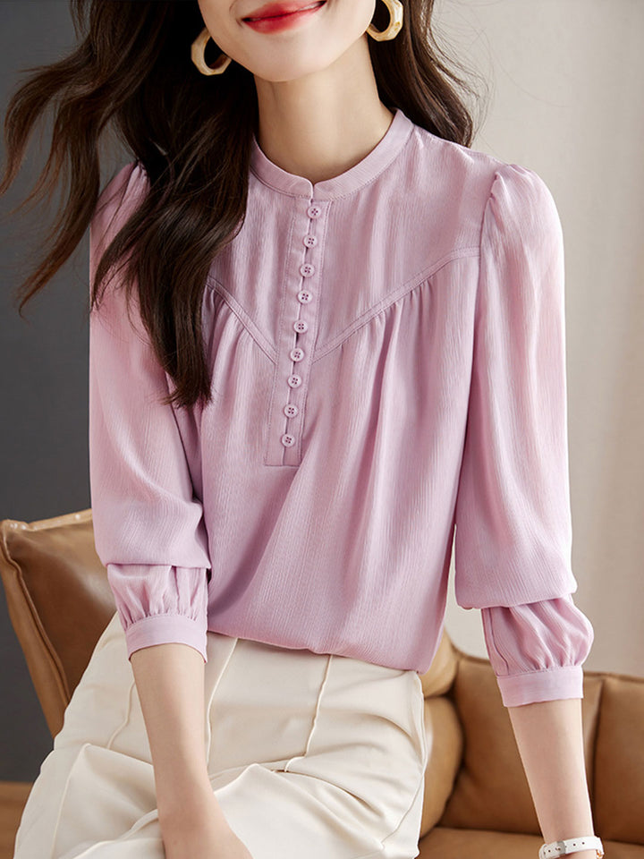 Grace Classic Crew Neck Chiffon Shirt