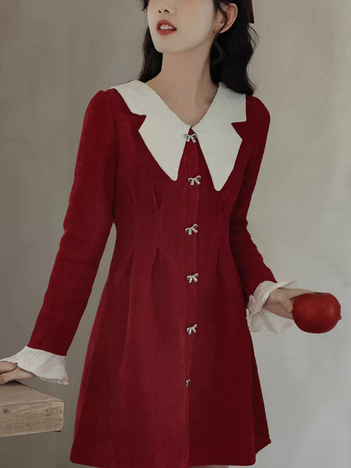 Sarah Classic Doll Collar Contrasting Color Dress