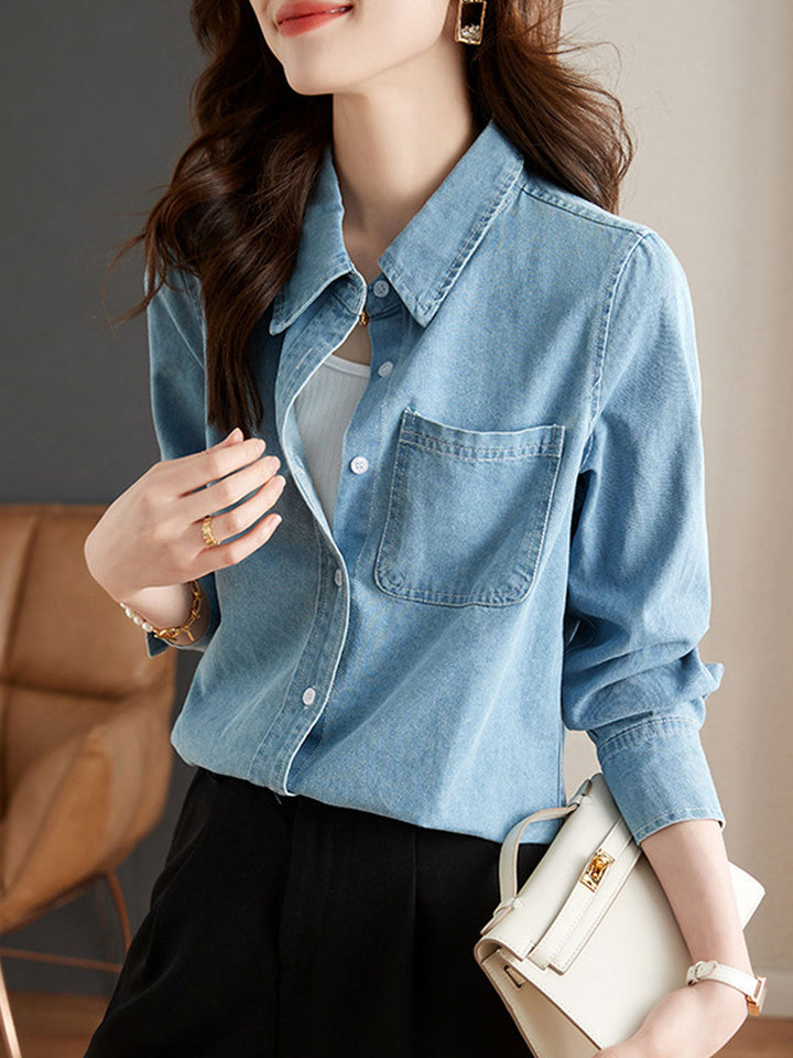 Madison Casual Lapel Denim Shirt