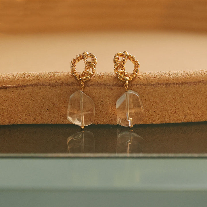 Cutout Personality Geometric Design Crystal Earrings