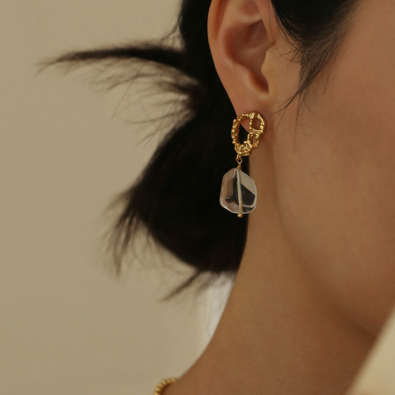 Cutout Personality Geometric Design Crystal Earrings