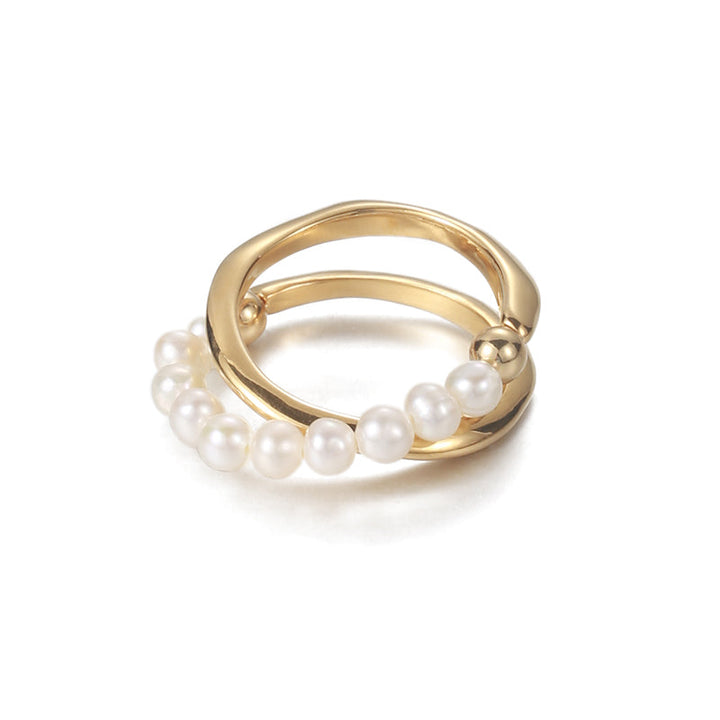 Vintage Crossed Lines Natural Pearl Ring