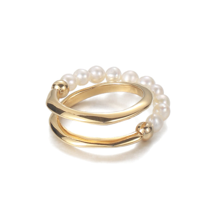 Vintage Crossed Lines Natural Pearl Ring