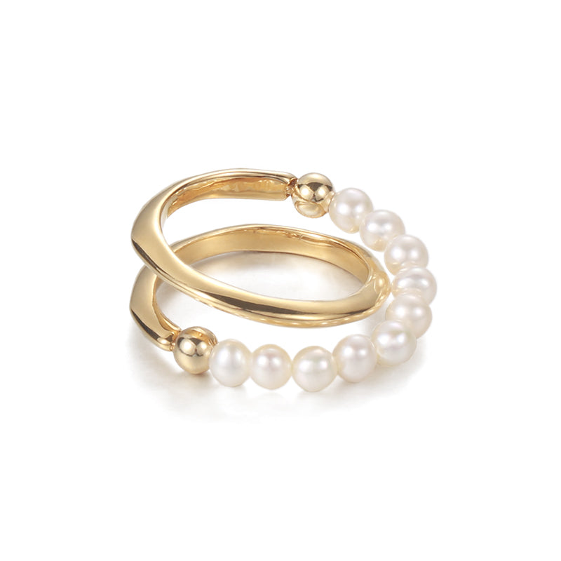 Vintage Crossed Lines Natural Pearl Ring