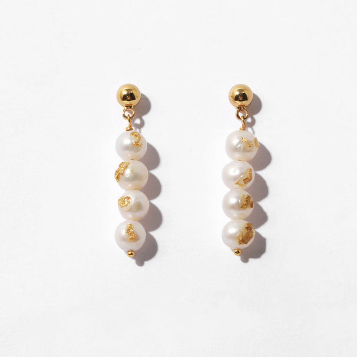 Vintage Luxurious Natural Pearl Gold Foil Earrings