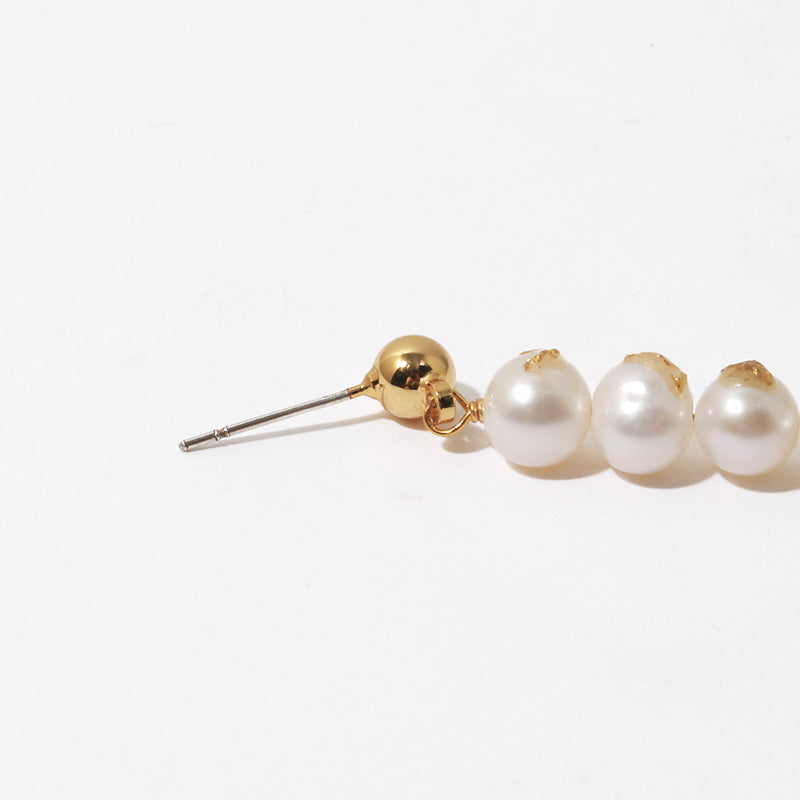 Vintage Luxurious Natural Pearl Gold Foil Earrings