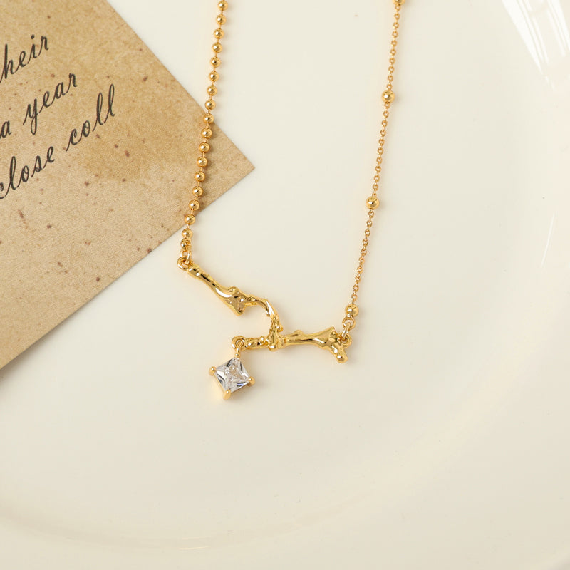 Simple Irregular Square Zircon Necklace