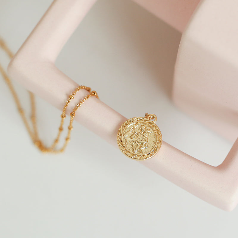 Roman Portrait Engraved Coin Necklace