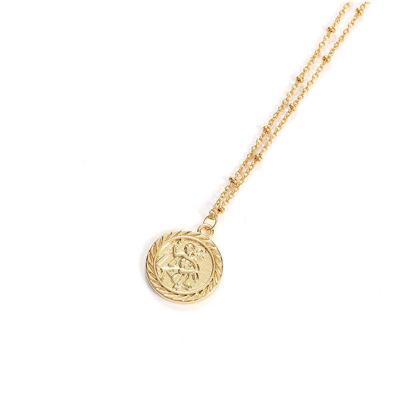 Roman Portrait Engraved Coin Necklace