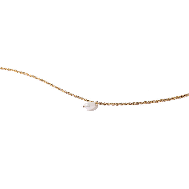 Vintage Twist Chain Natural Real Pearl Necklace