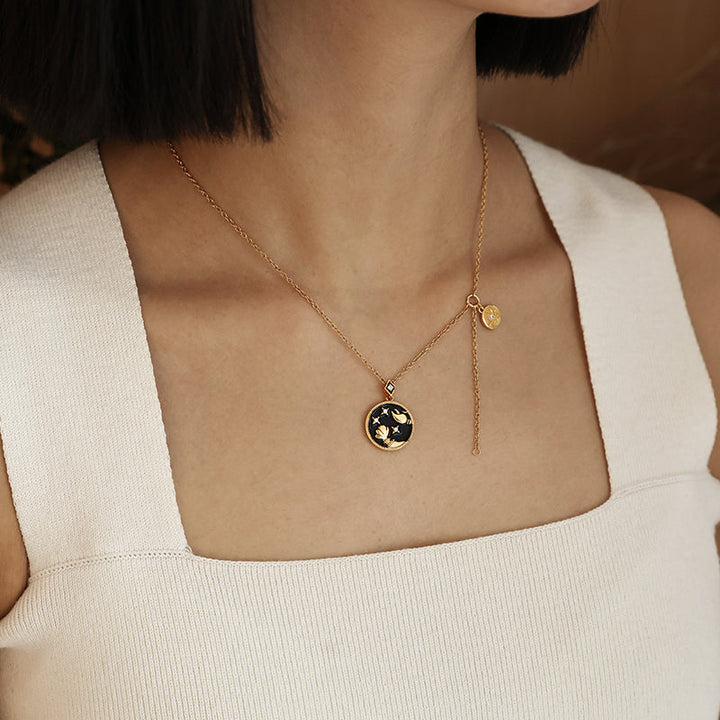 Luxurious Black Oil Drop Zircon Necklace