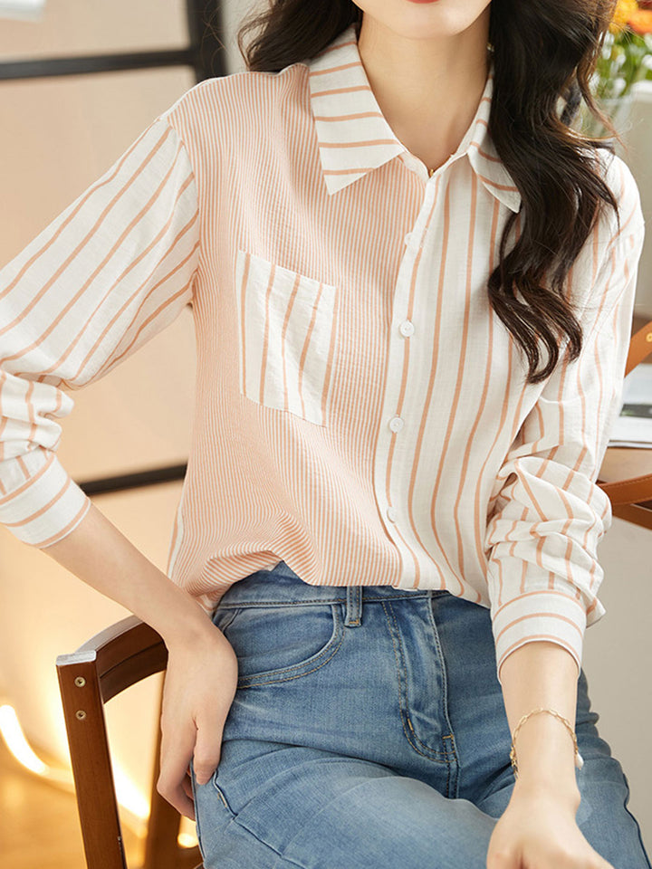 Camila Classic Striped Chiffon Shirt Top