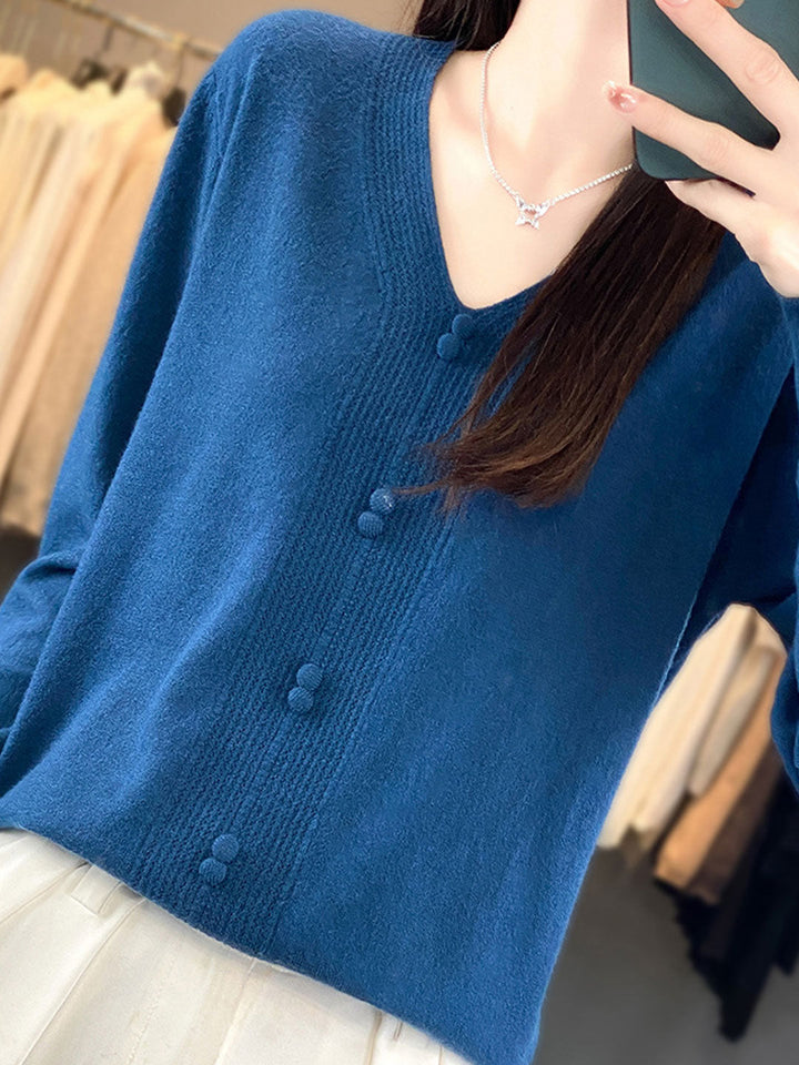 Abigail Casual V-neck Loose Knitted Sweater