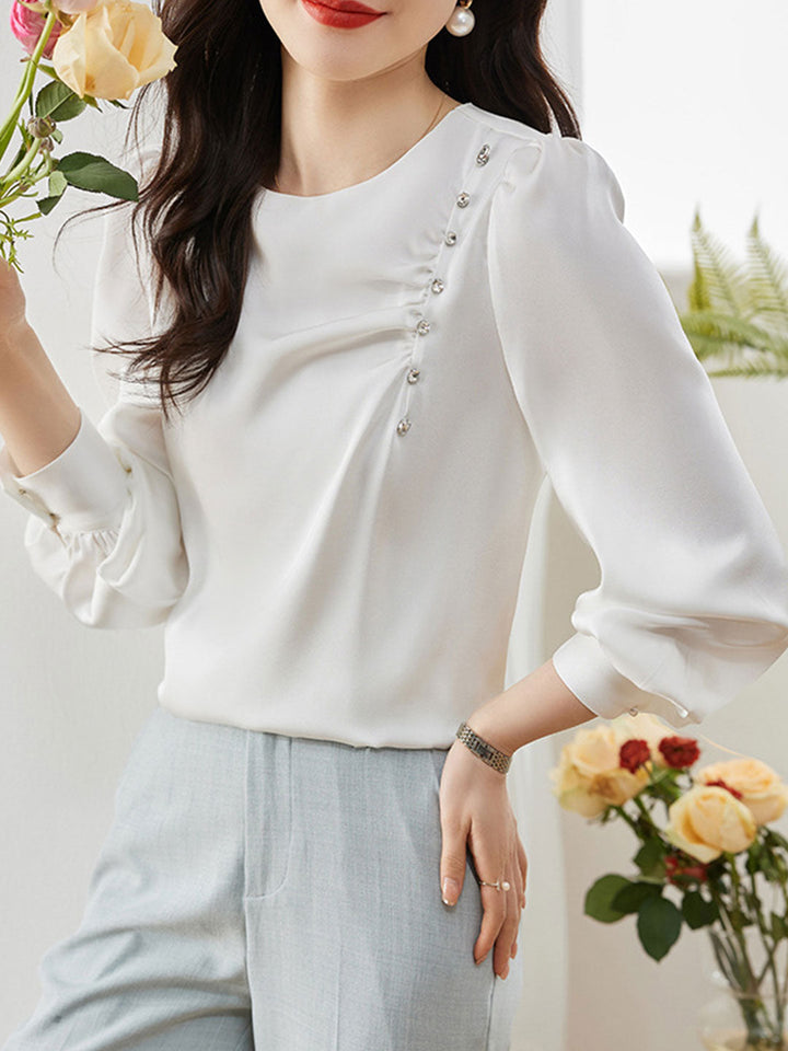 Mia Elegant Beaded Pleated Shirt