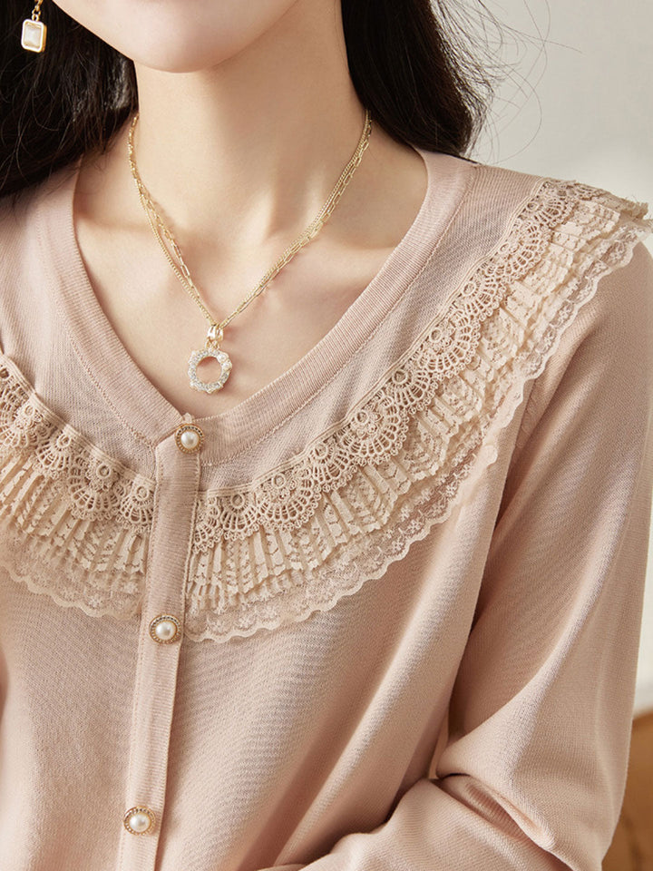 Peyton Elegant Lace V-Neck Knitted Sweater