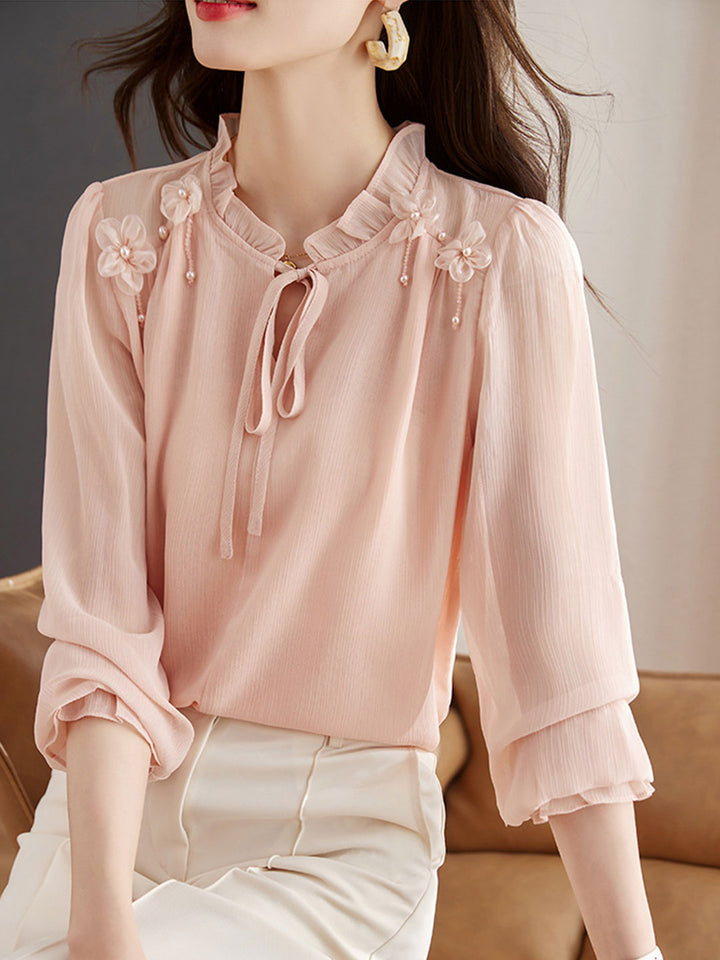 Ella Classic Solid Color Chiffon Shirt