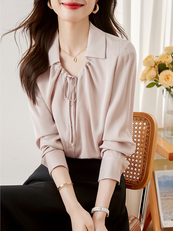 Sophia Elegant Drawstring Bow Shirt