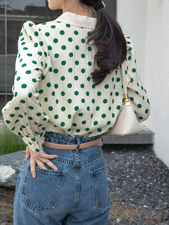 Madelyn Vintage Polka Dot Collar Shirt Top