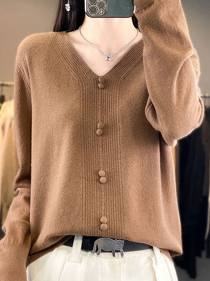 Abigail Casual V-neck Loose Knitted Sweater