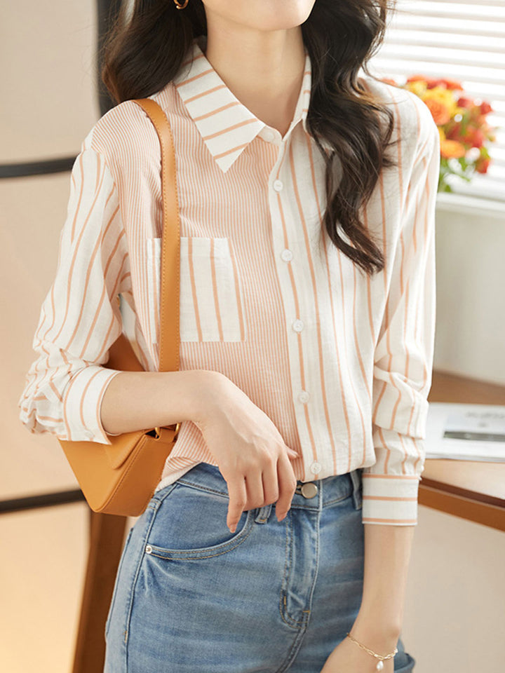 Camila Classic Striped Chiffon Shirt Top