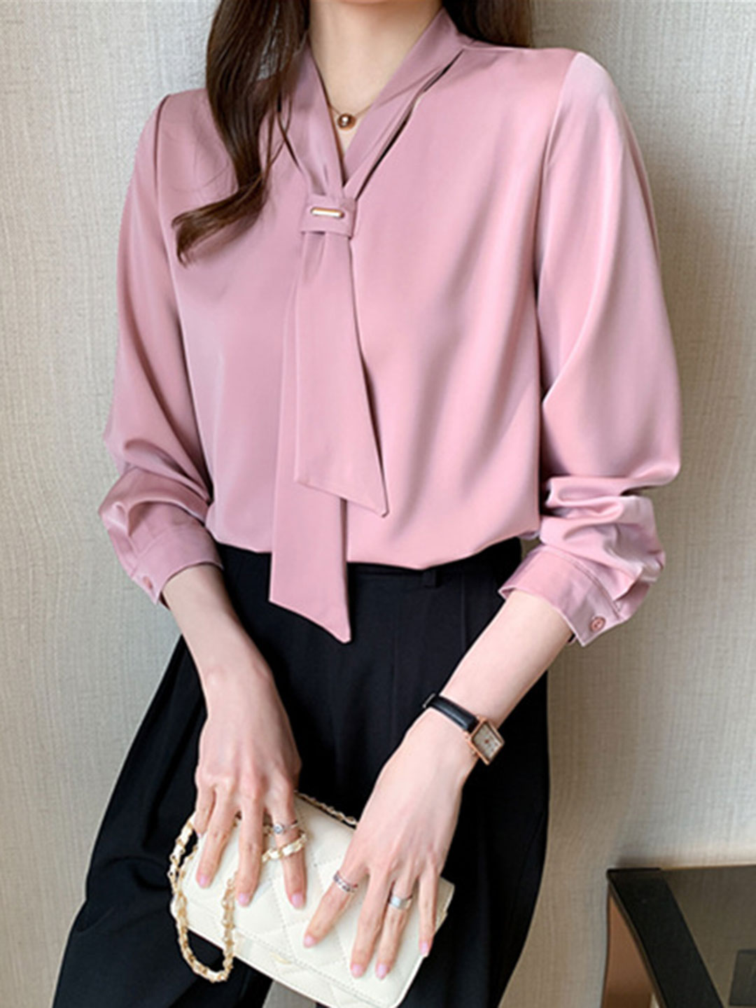 Abigail Elegant Long Sleeve Chiffon Shirt