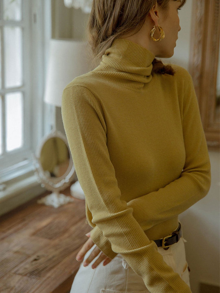 Teresa Classic Turtleneck Bottoming Knitwear-Yellow