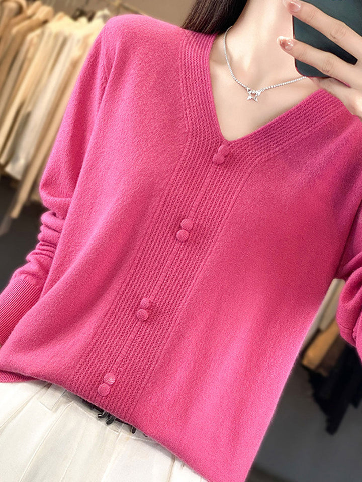 Abigail Casual V-neck Loose Knitted Sweater