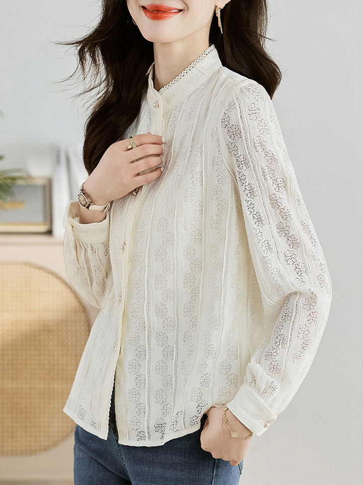 Mia Retro Lace Chiffon Blouse