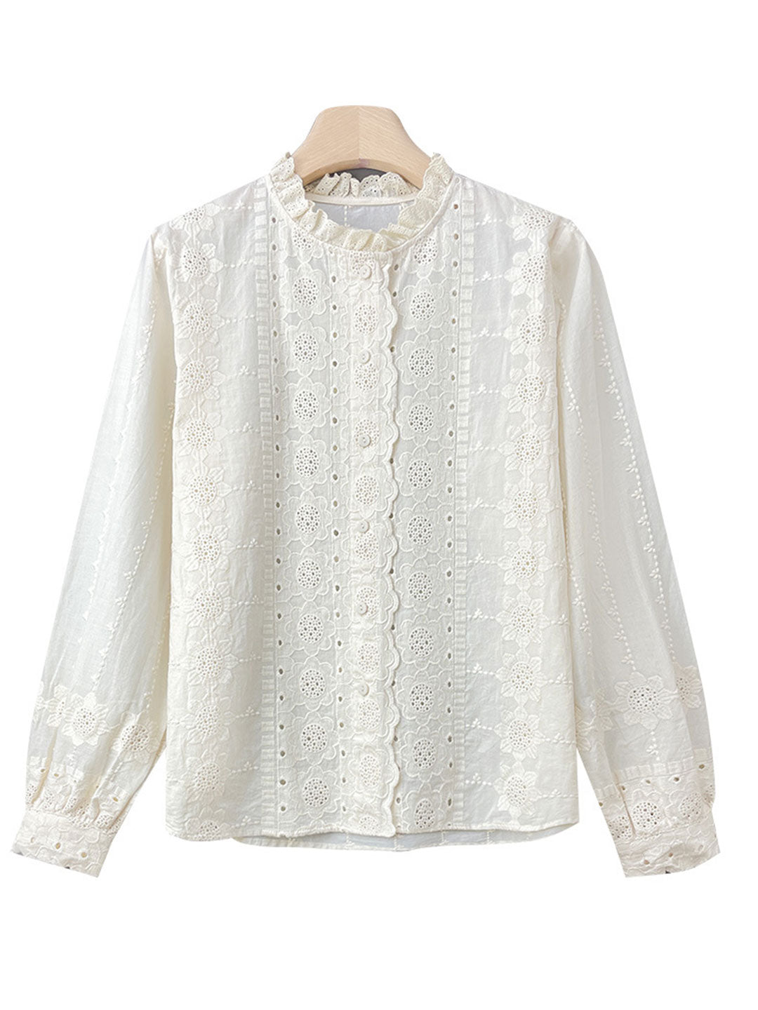 Kylie Retro Lace Collar Embroidery Top