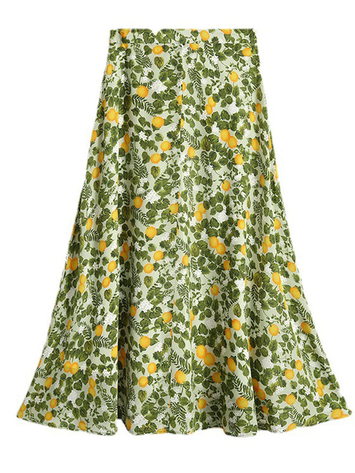 Gianna Retro Contrasted Color Printed Skirt