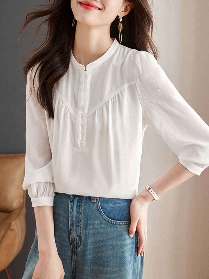 Grace Classic Crew Neck Chiffon Shirt