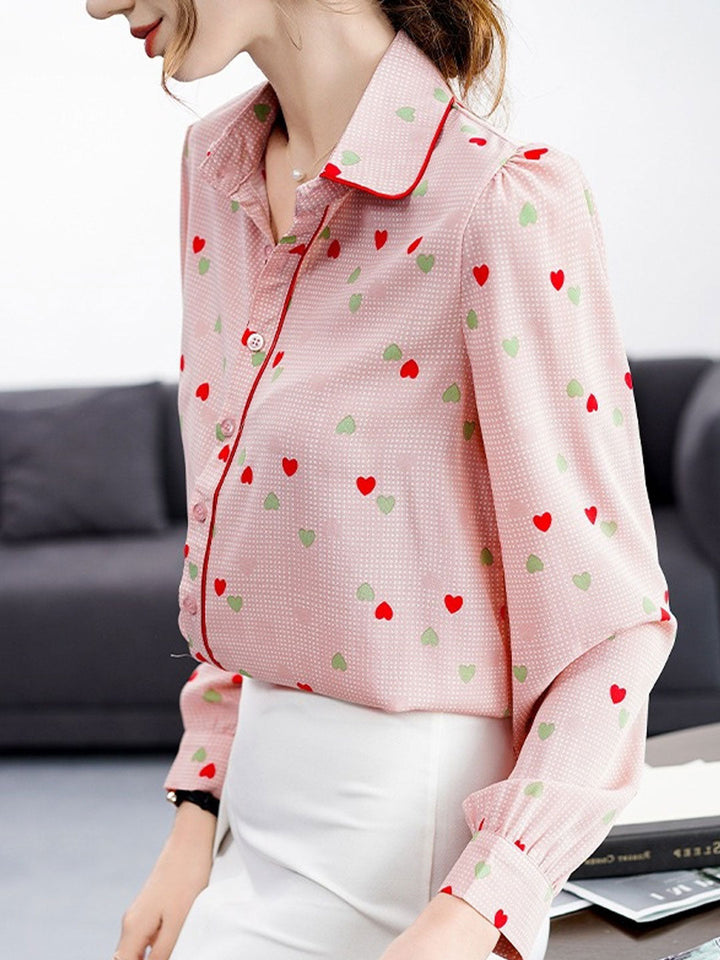 Bella Classic Lapel Printed Chiffon Shirt