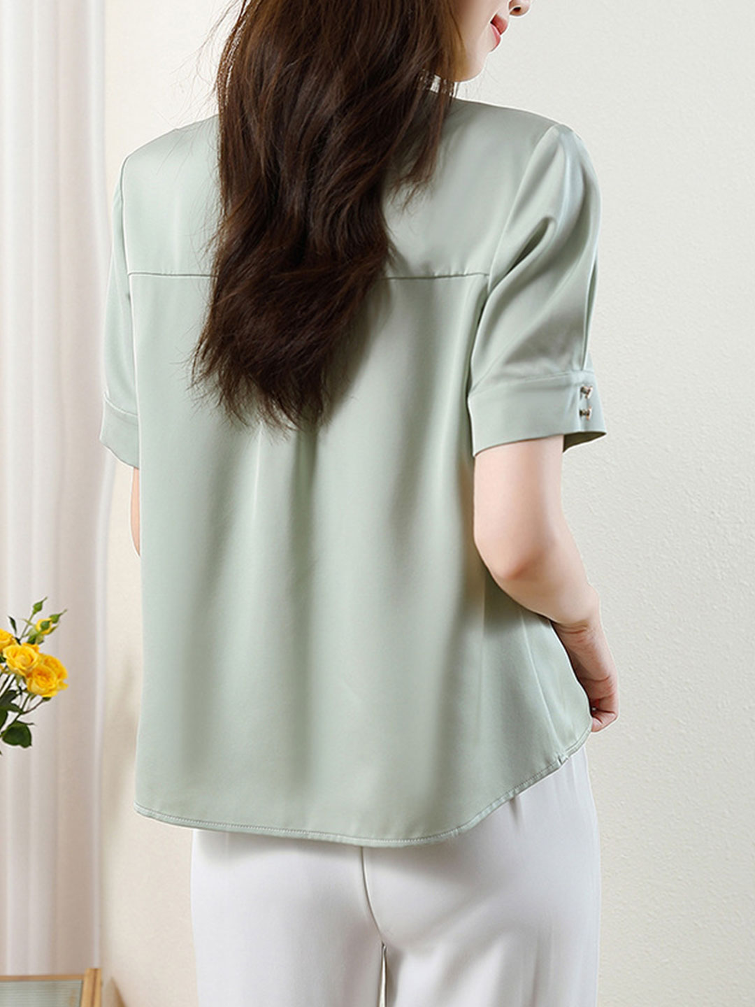 Emma Casual Paneled Satin Shirt