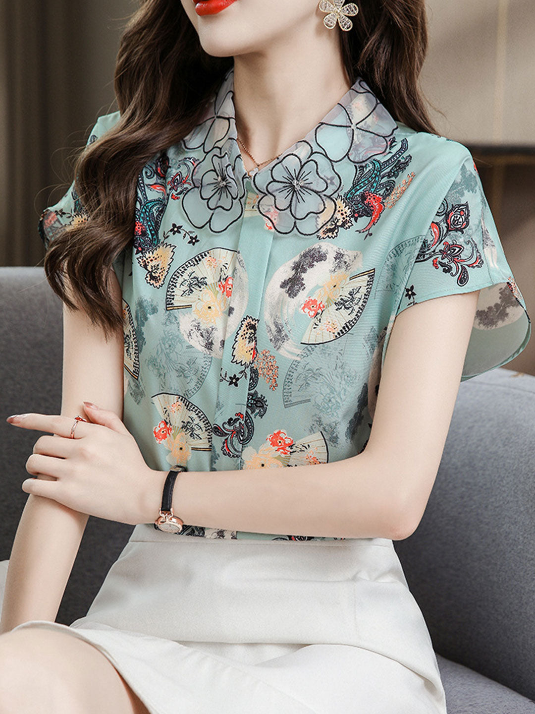 Destiny Elegant Printed Chiffon Shirt