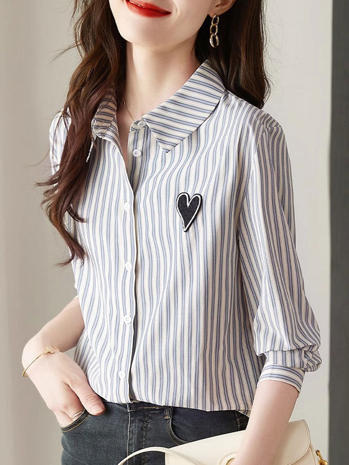 Brianna Casual Vertical Stripe Shirt