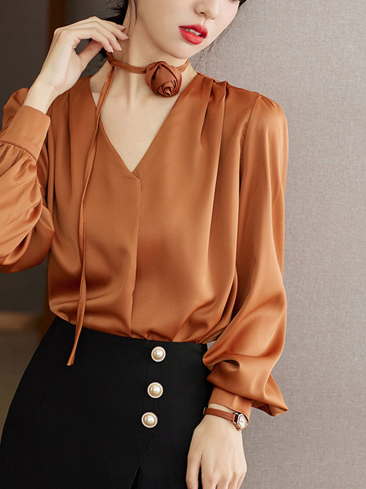 Faith Loose Pleated Tie Shirt