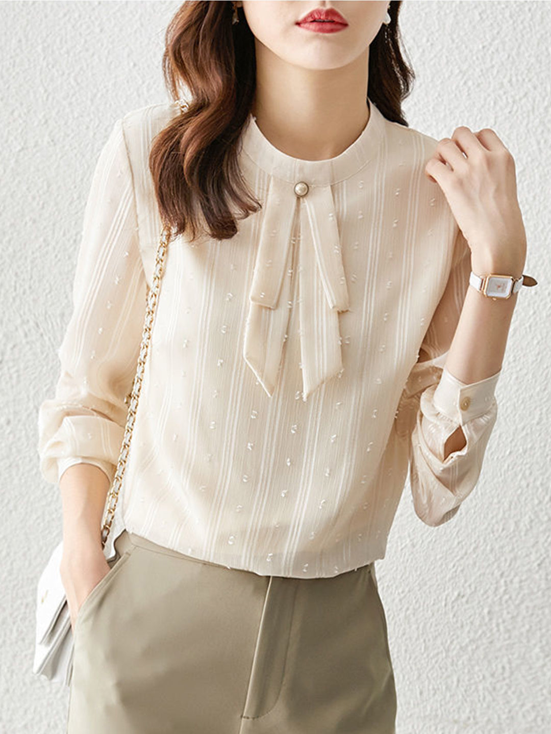 Olivia Elegant Long Sleeve Chic Chiffon Blouse