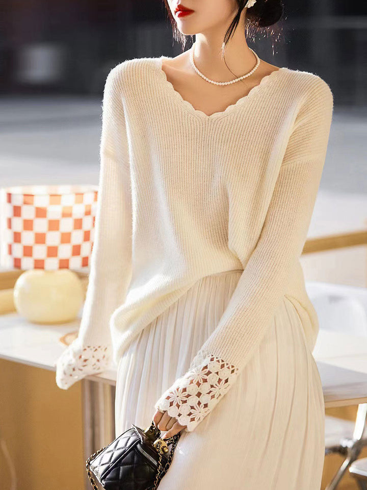 Chloe Retro Hollowed Loose Knitted Pullover Sweater