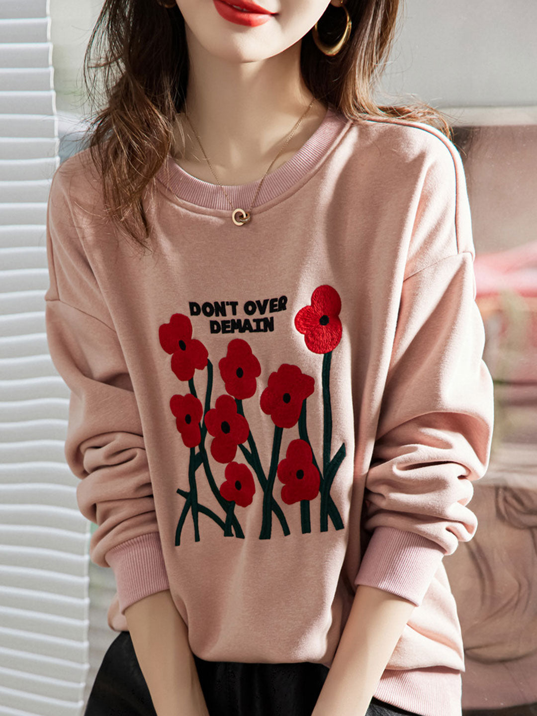 Zoey Loose Embroidered Sweatshirt