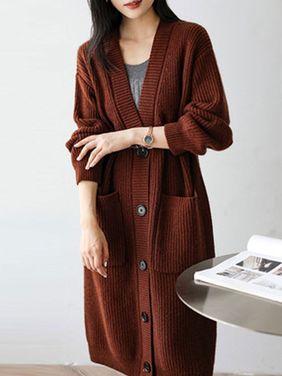 Brianna Casual Wool Knitted Cardigan