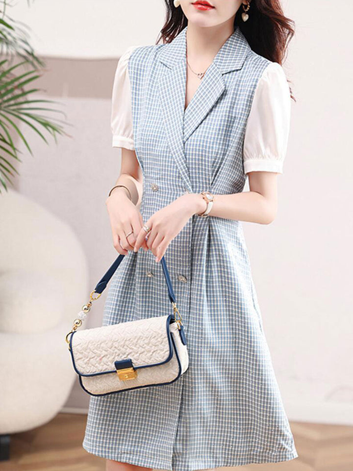 Madeline Classic Plaid Suit Panel Dress