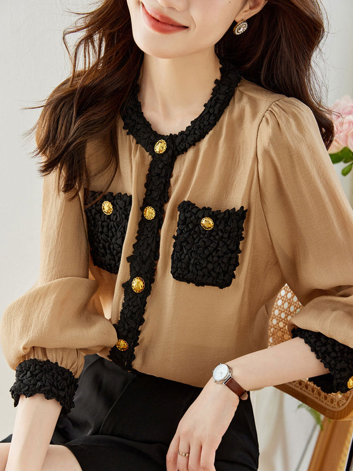 Sofia Retro Puff Sleeve Chiffon Top