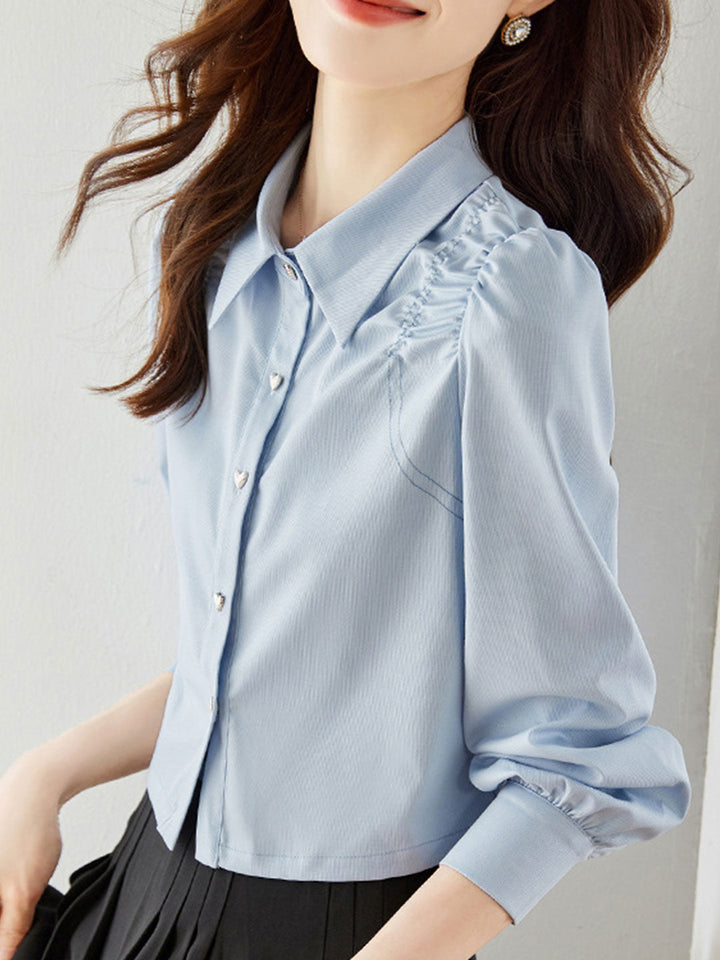 Grace Elegant Pleated Lapel Shirt