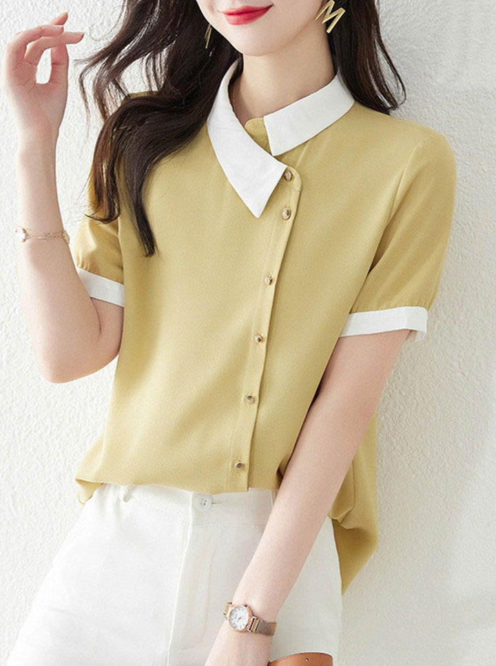 Eva Asymmetric Lapel Paneled Shirt